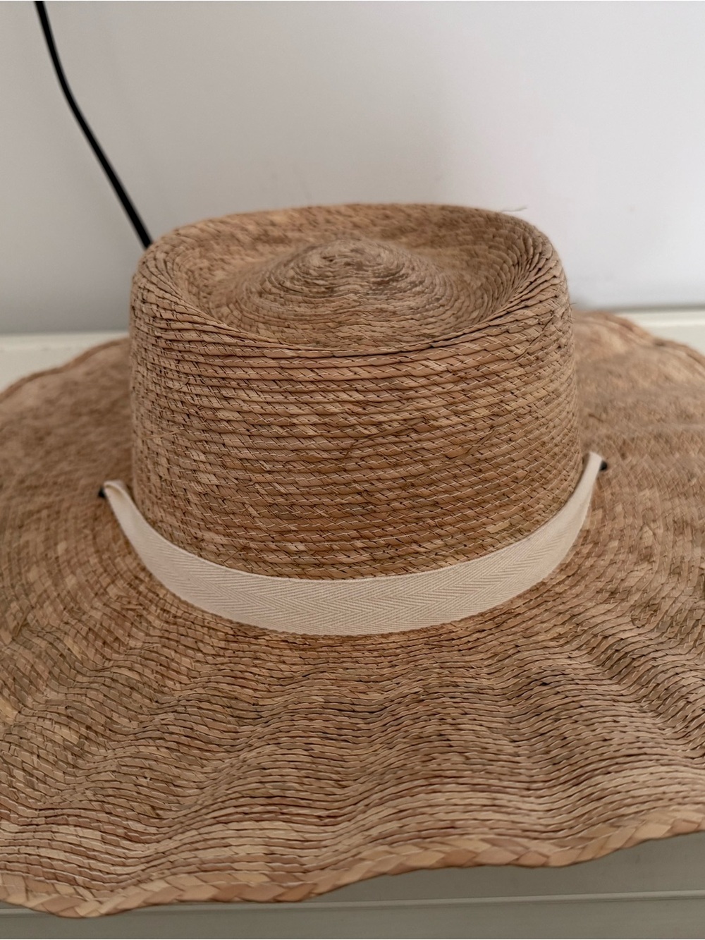 Cleobella Tan Straw Sun Hat with Cream Band